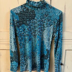 Blue Patterned Women's Top